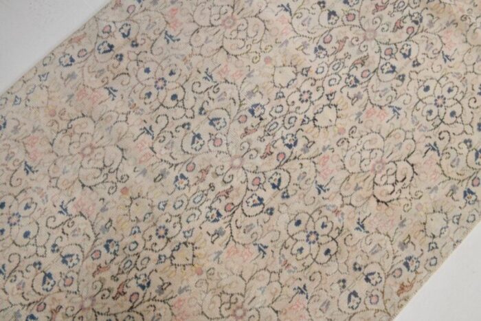 vintage turkish salmon blue floral runner rug 6