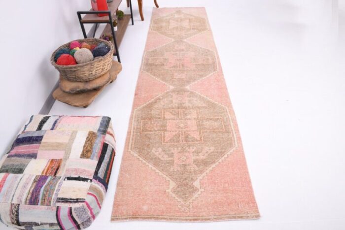 vintage turkish salmon brown classic handmade runner rug 2