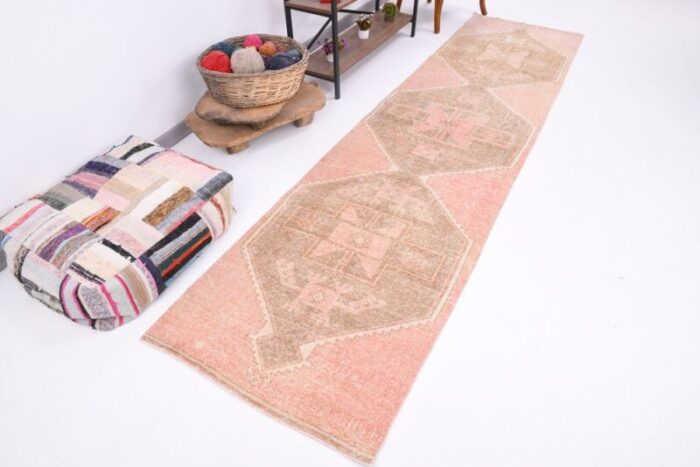 vintage turkish salmon brown classic handmade runner rug 3