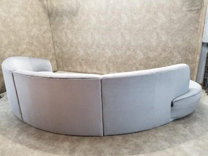 vintage vladimir kagan style 3 piece curved sectional sofa newly custom upholstered in steel gray italian mohair 7526