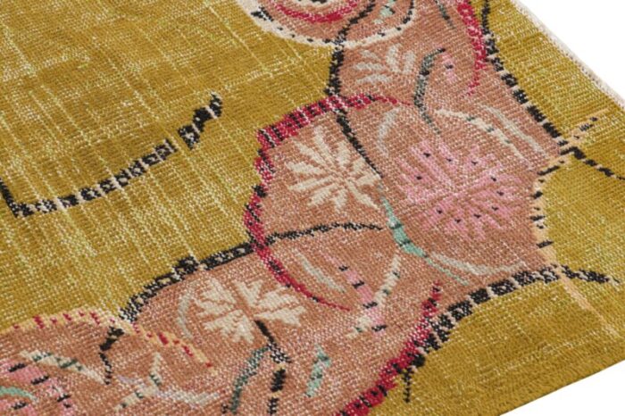 vintage zeki muren rug in chartreuse with floral medallion from rug and kilim 0239