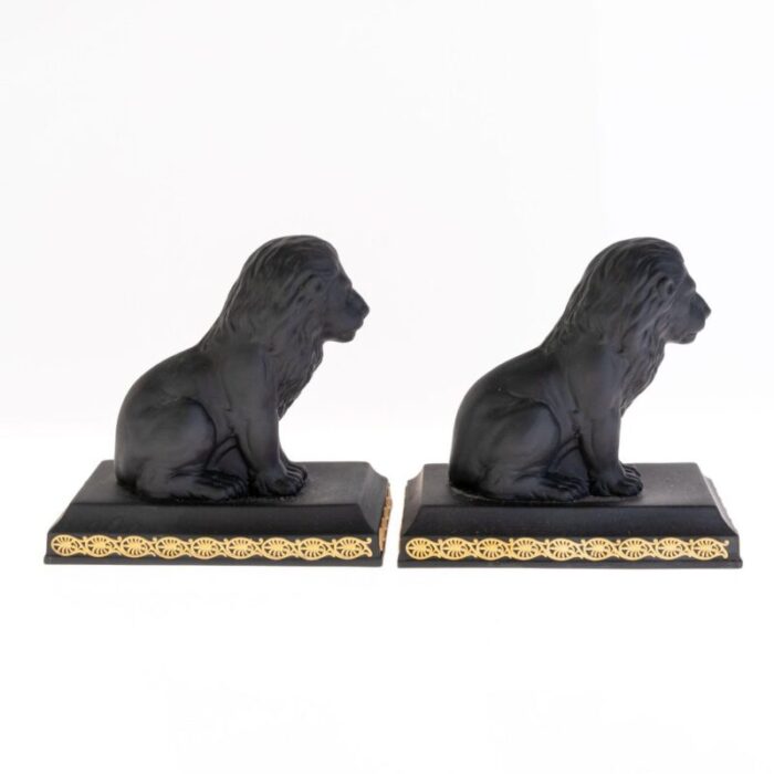 wedgwood black basalt lion bookends set of 2 2