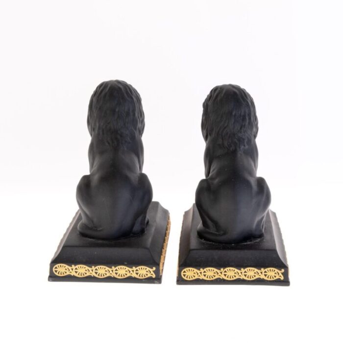 wedgwood black basalt lion bookends set of 2 3