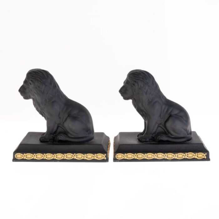 wedgwood black basalt lion bookends set of 2 4